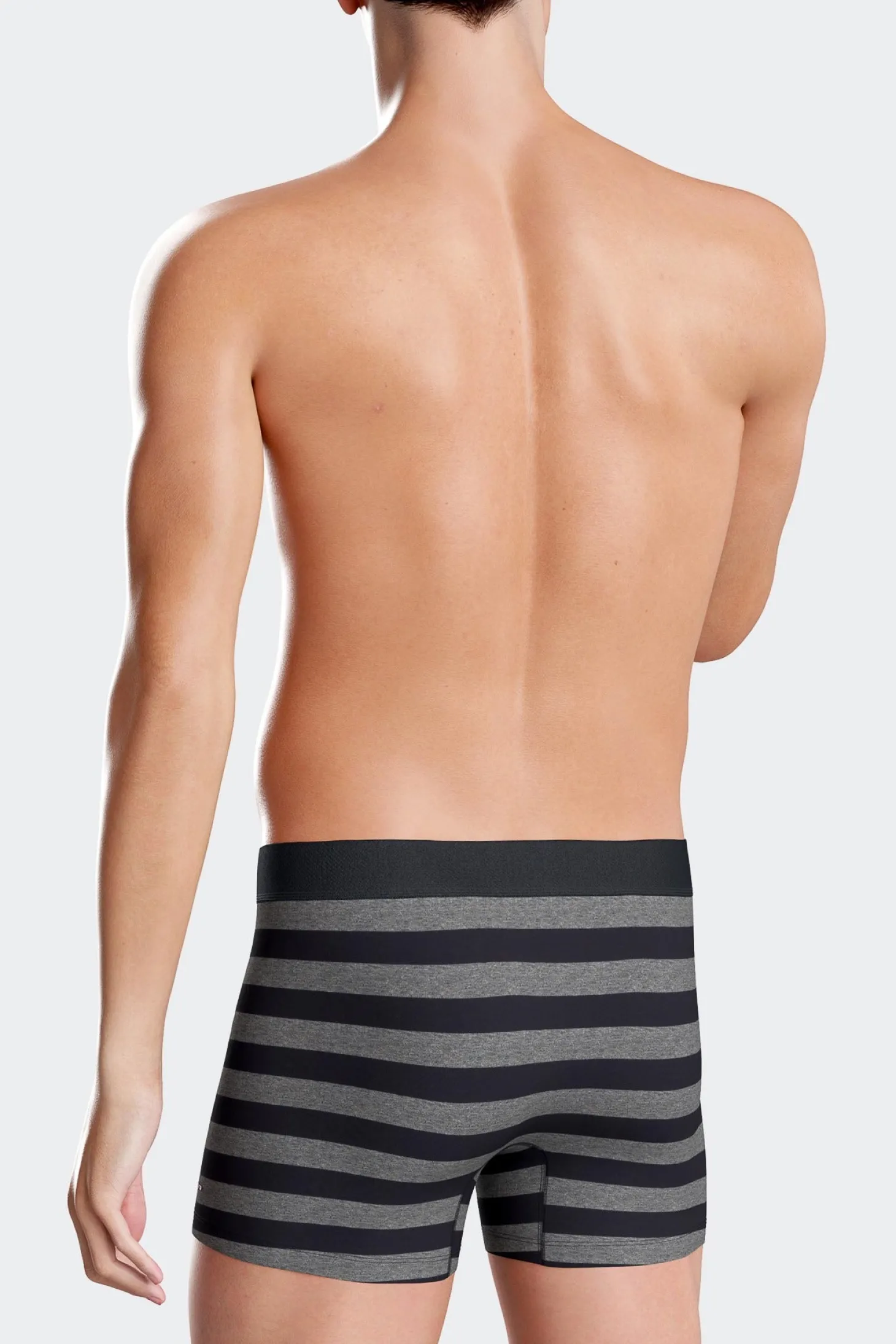 Set of 2 anthracite grey striped and solid stretch cotton boxers