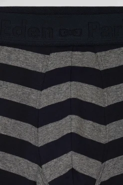Set of 2 anthracite grey striped and solid stretch cotton boxers
