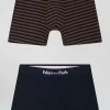 Set of 2 brown and striped stretch cotton boxers