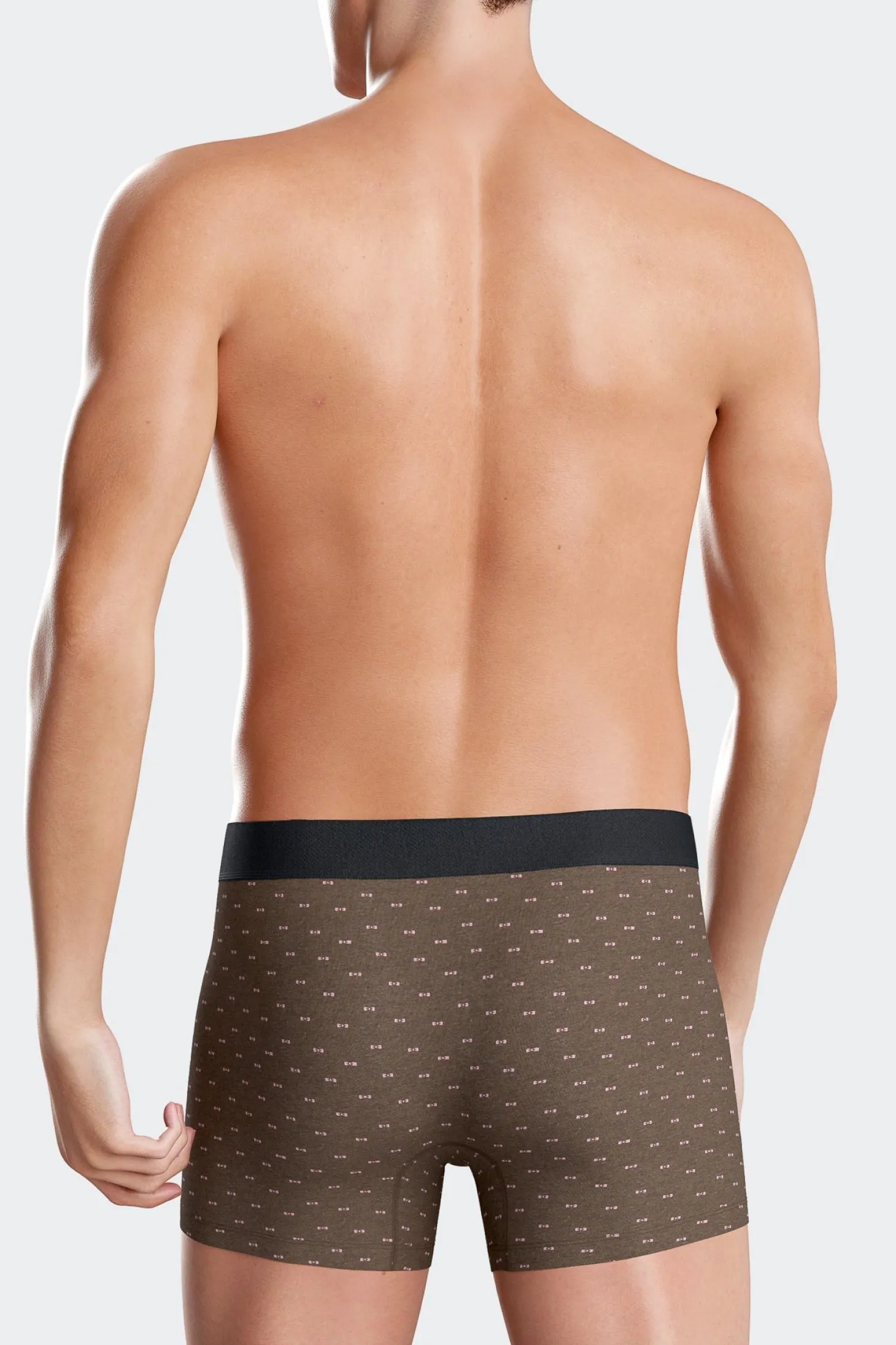 Set of 2 brown solid and micro pattern stretch cotton boxers