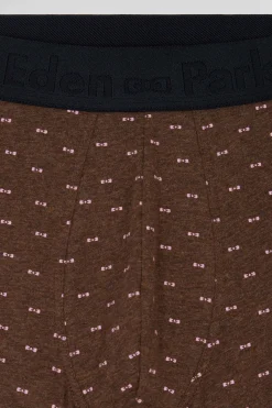 Set of 2 brown solid and micro pattern stretch cotton boxers