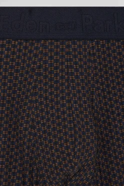 Set of 2 brown stretch cotton boxers with graphic micro patterns