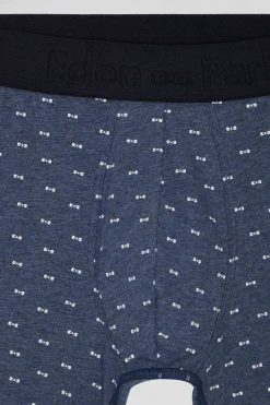 Set of 2 dark blue solid and micro pattern stretch cotton boxers
