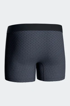 Set of 2 dark blue stretch cotton boxers with graphic micro patterns