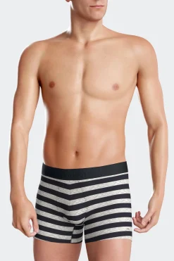 Set of 2 grey striped and solid stretch cotton boxers