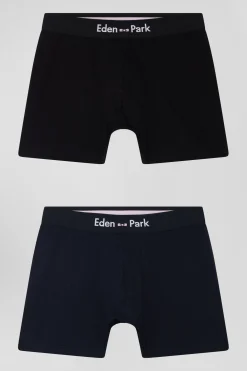 Set of 2 navy blue and black stretch cotton boxers