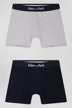 Set of 2 navy blue and grey stretch cotton boxers