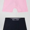 Set of 2 navy blue and pink stretch cotton boxers