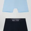 Set of 2 navy blue and sky blue stretch cotton boxers