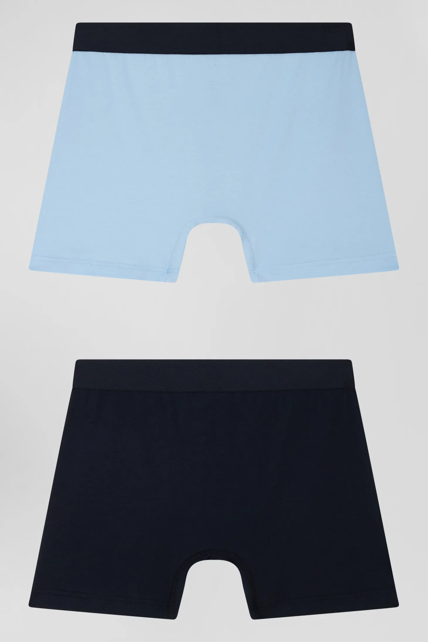 Set of 2 navy blue and sky blue stretch cotton boxers