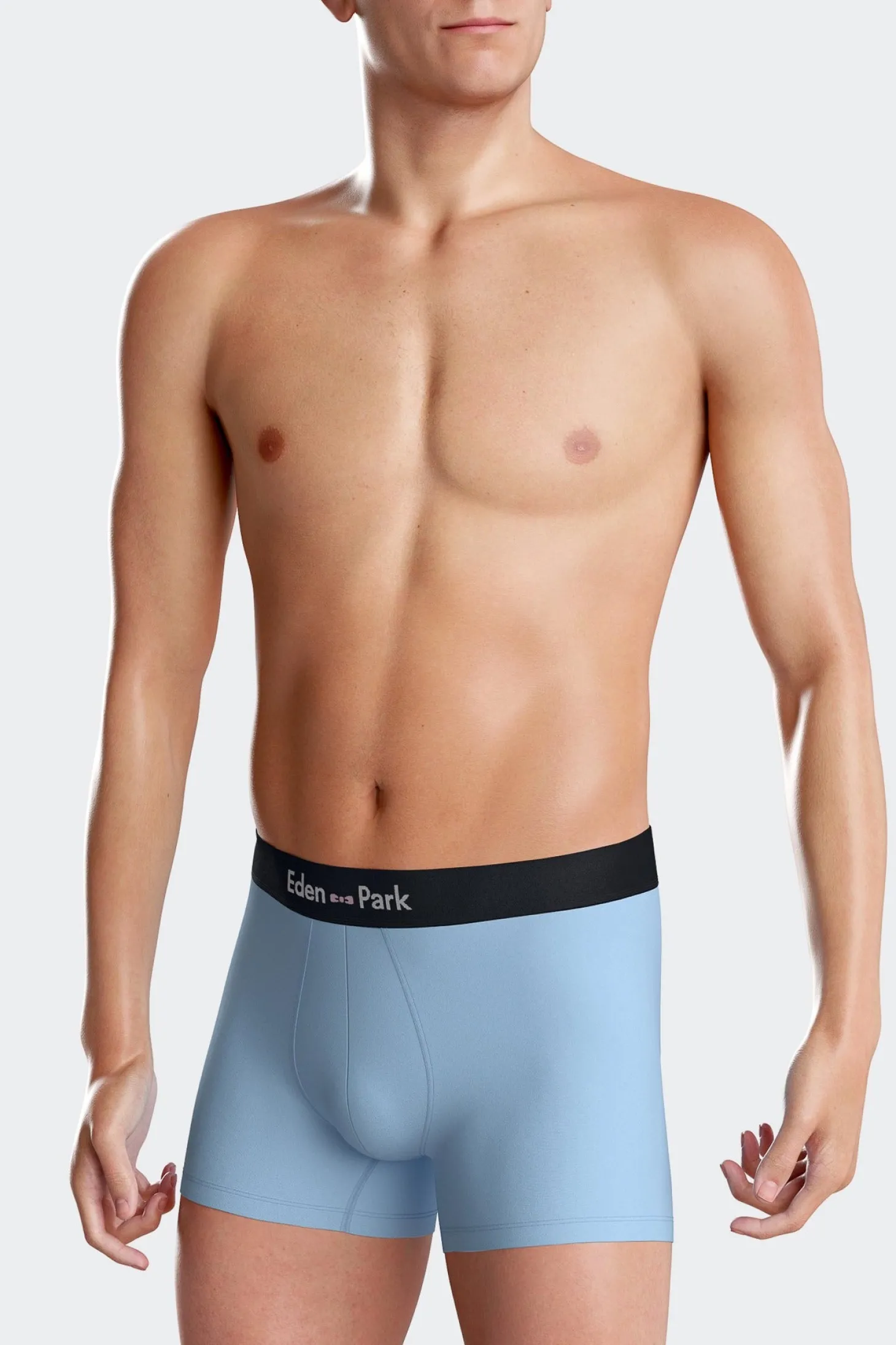 Set of 2 navy blue and sky blue stretch cotton boxers