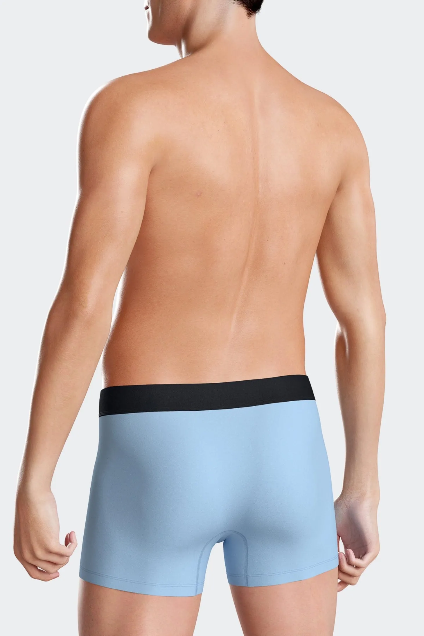 Set of 2 navy blue and sky blue stretch cotton boxers