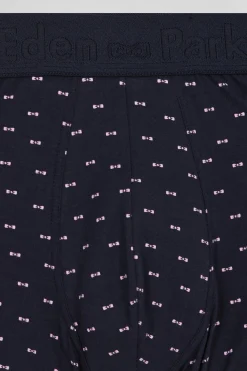 Set of 2 navy blue solid and micro pattern stretch cotton boxers