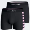 Set of 2 navy blue stretch cotton boxers with pink stripes