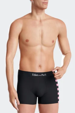 Set of 2 navy blue stretch cotton boxers with pink stripes