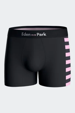 Set of 2 navy blue stretch cotton boxers with pink stripes