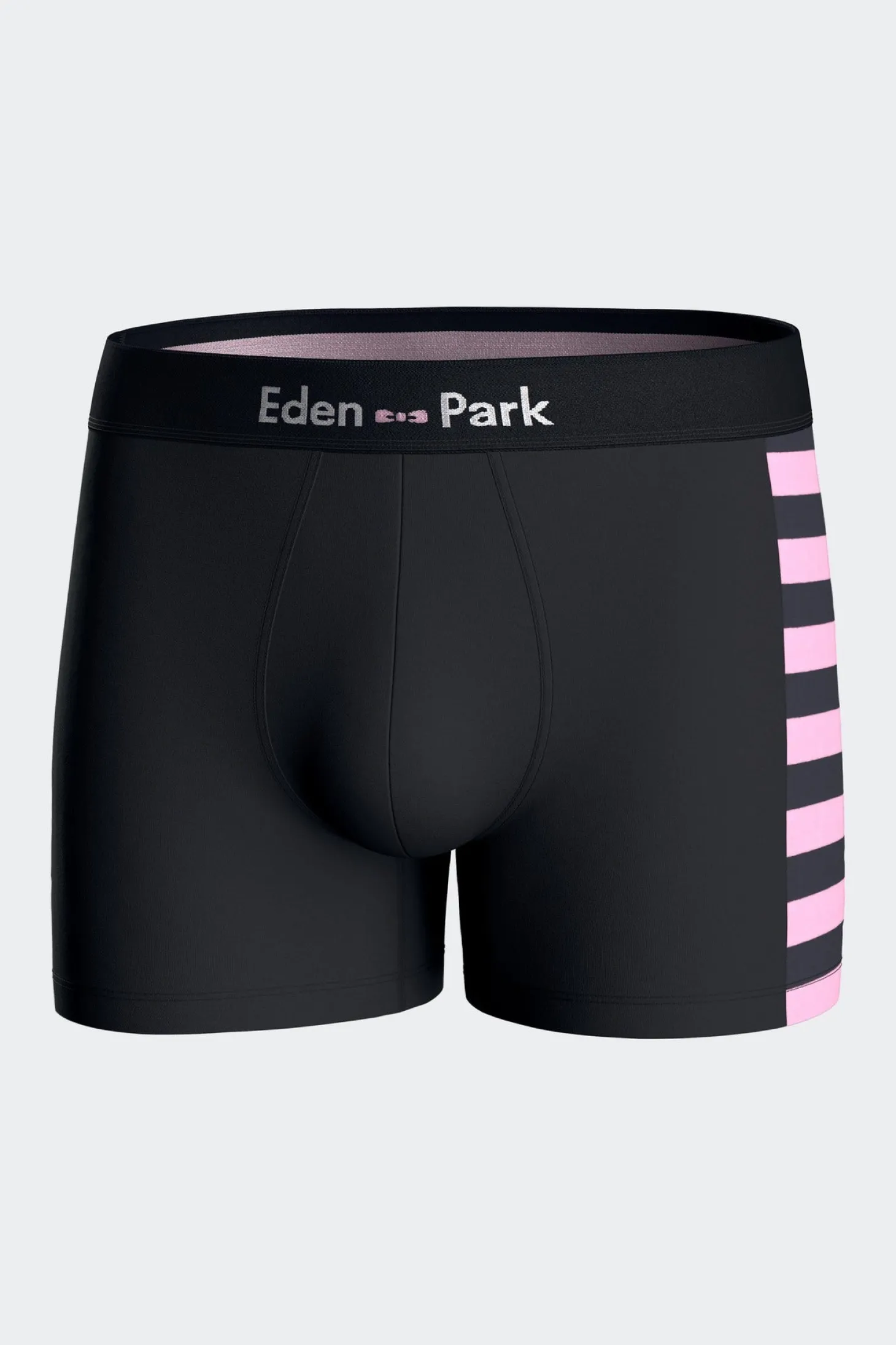 Set of 2 navy blue stretch cotton boxers with pink stripes