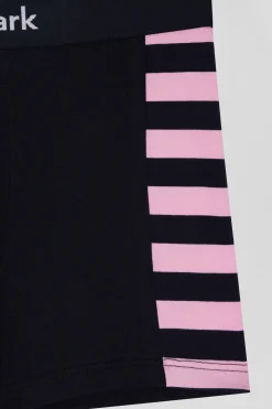 Set of 2 navy blue stretch cotton boxers with pink stripes