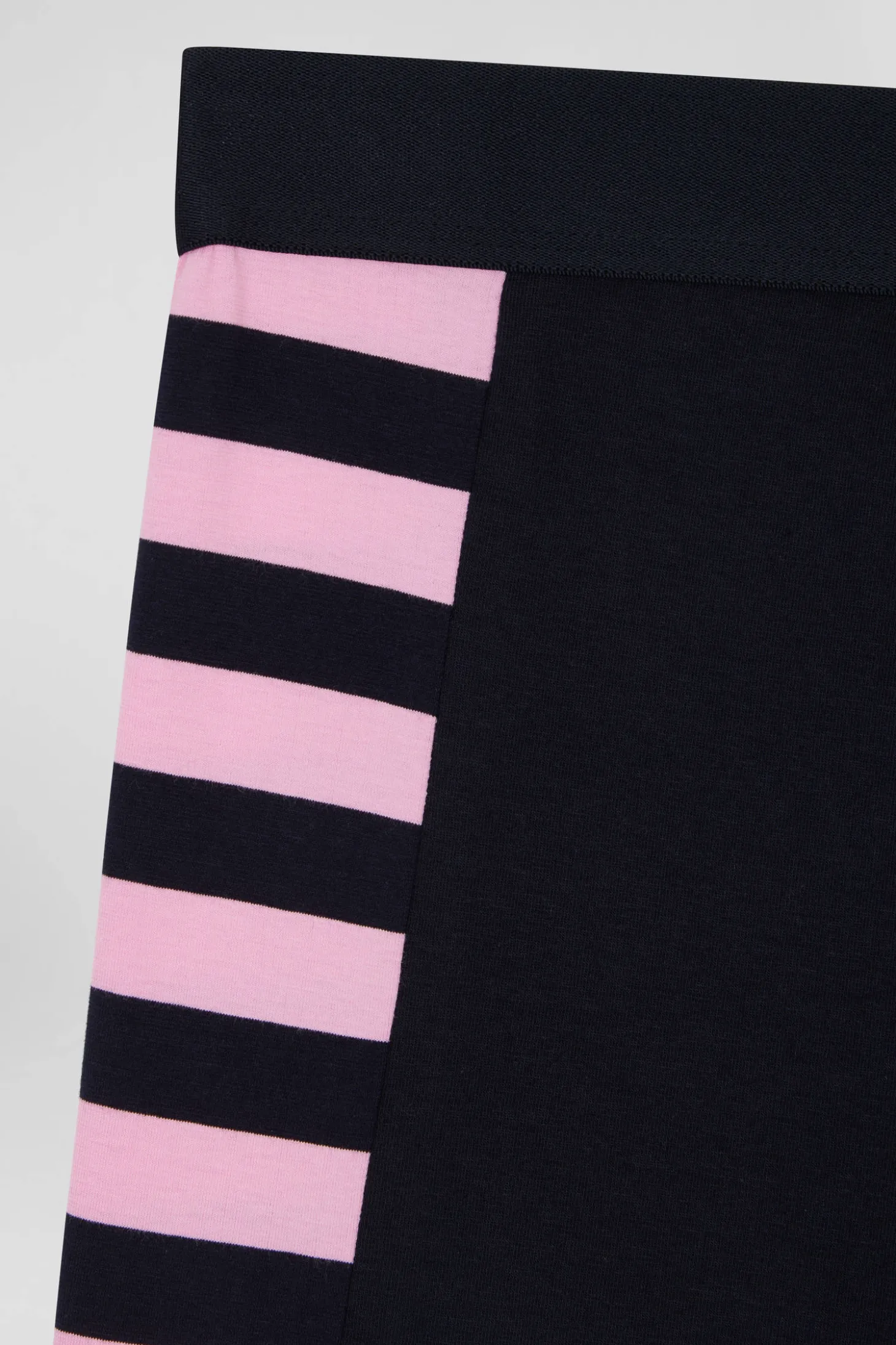 Set of 2 navy blue stretch cotton boxers with pink stripes