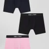 Set of 3 pink solid stretch cotton boxers