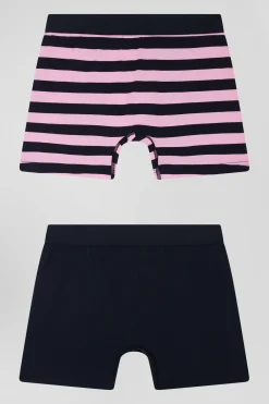 Set of 2 pink striped and solid stretch cotton boxers
