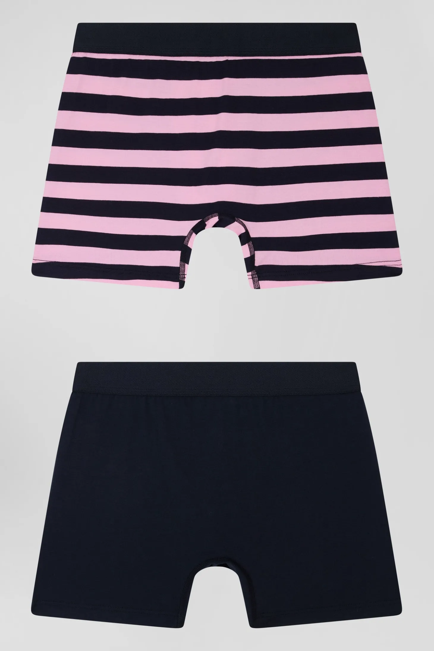 Set of 2 pink striped and solid stretch cotton boxers