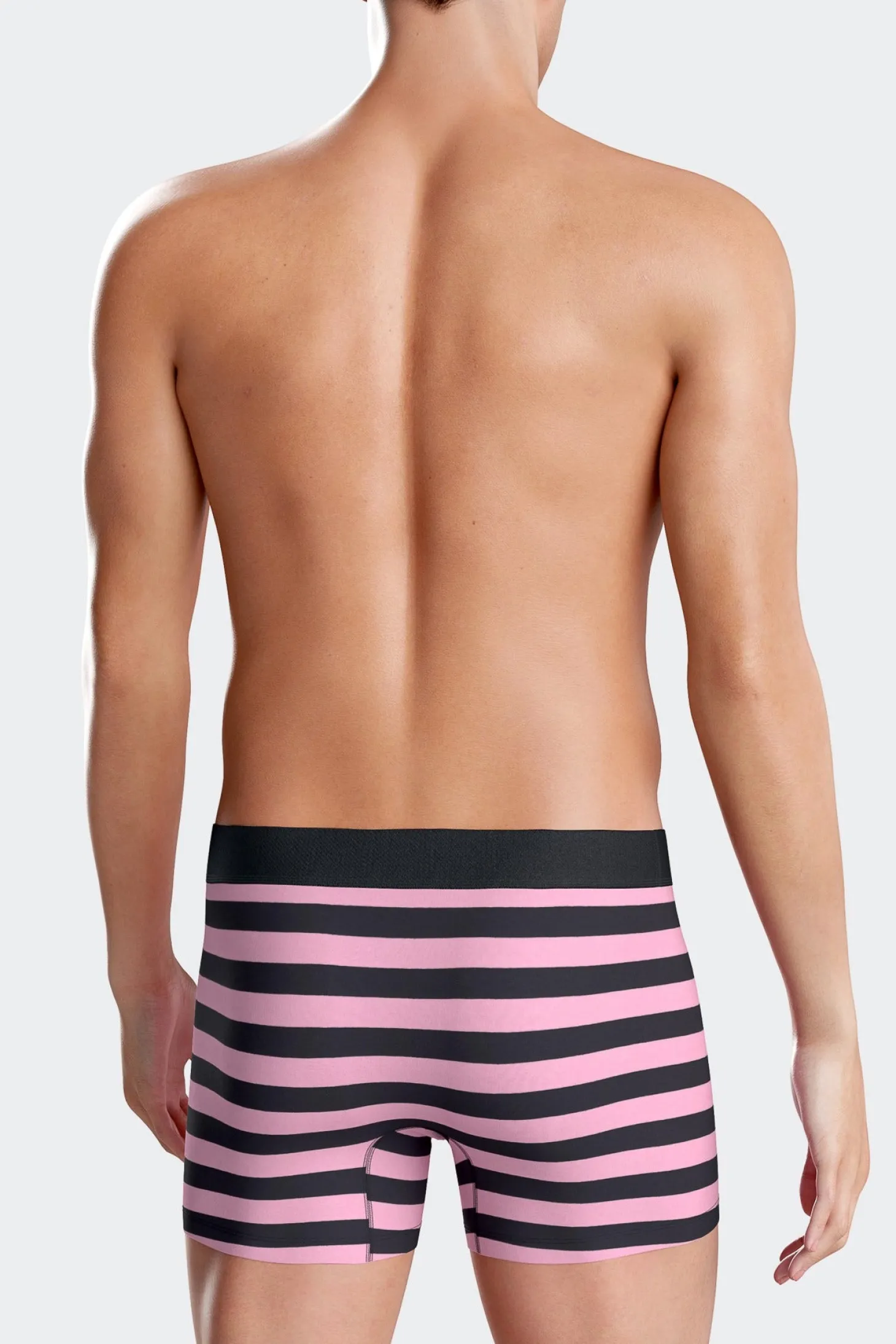 Set of 2 pink striped and solid stretch cotton boxers