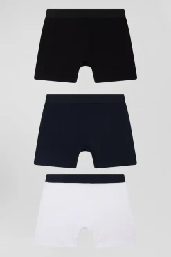 Set of 3 white solid stretch cotton boxers