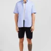 Short sleeved blue cotton shirt