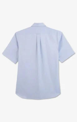 Short sleeved blue cotton shirt