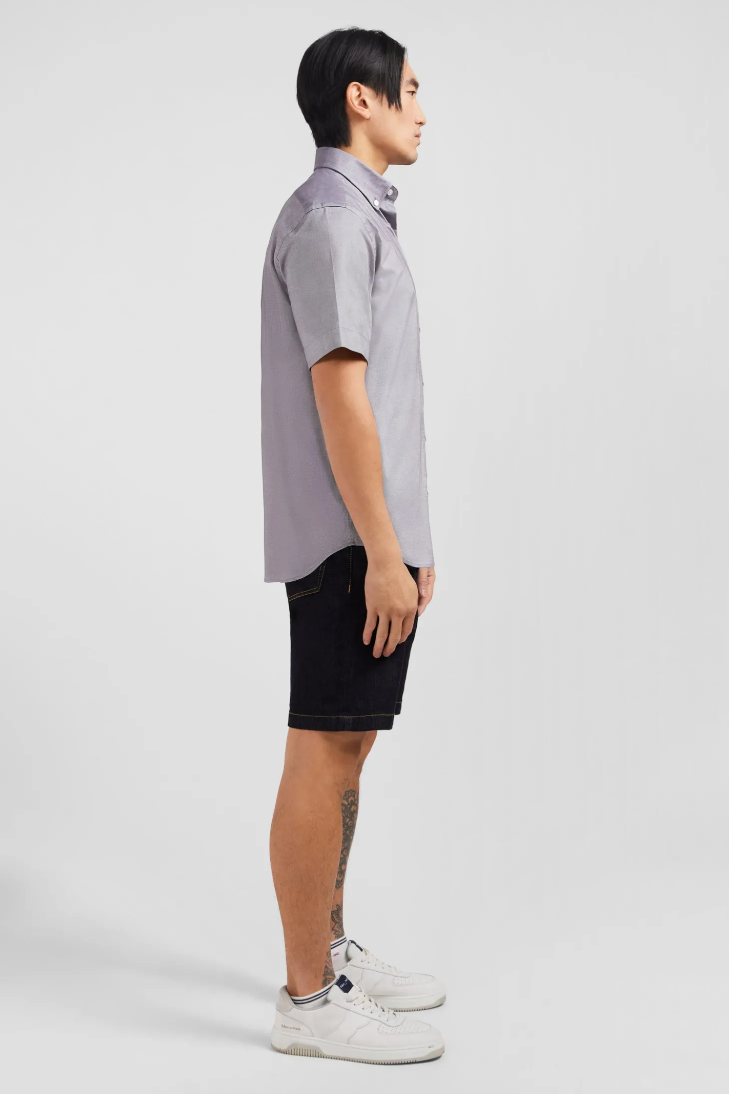 Short sleeved grey cotton shirt
