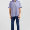 Short sleeved navy cotton shirt