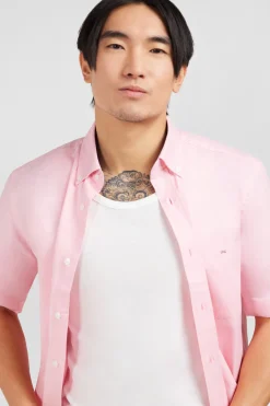 Short sleeved pink cotton shirt