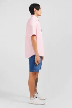 Short sleeved pink cotton shirt