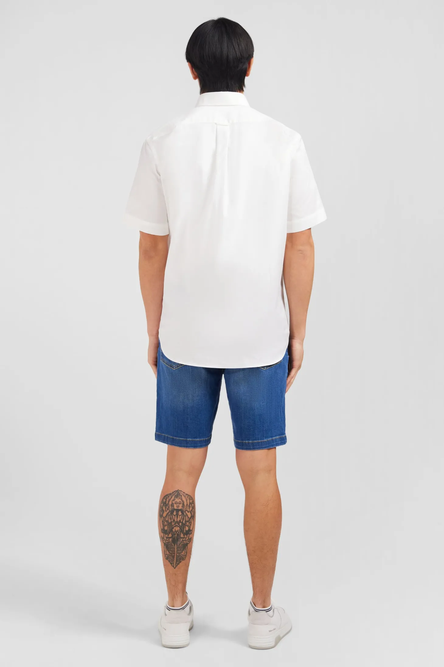 Short sleeved white cotton shirt