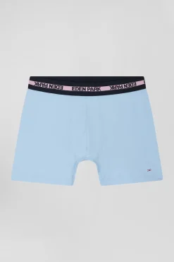 Sky blue stretch cotton boxers with branded waistband