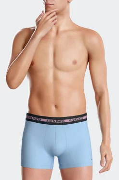 Sky blue stretch cotton boxers with branded waistband