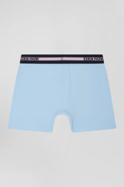 Sky blue stretch cotton boxers with branded waistband