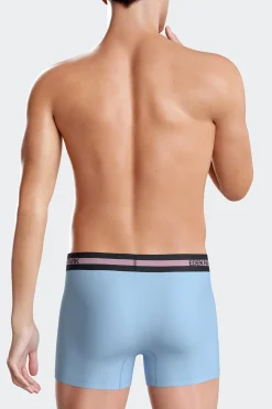 Sky blue stretch cotton boxers with branded waistband