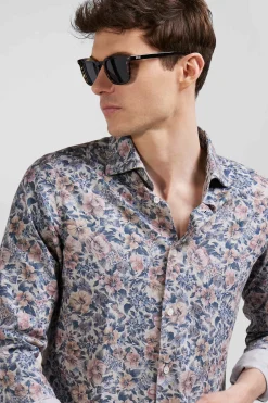 Slim beige cotton shirt