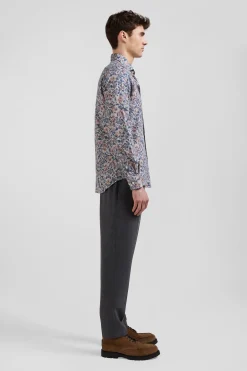 Slim beige cotton shirt