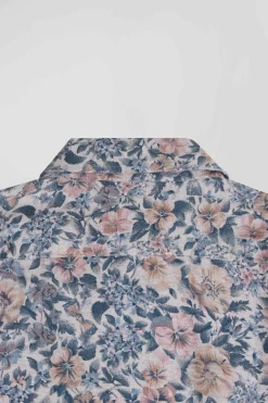 Slim beige cotton shirt
