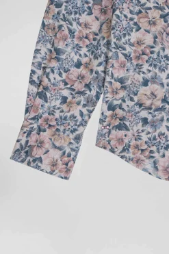 Slim beige cotton shirt