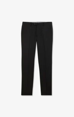 Slim black wool trousers with broken fold