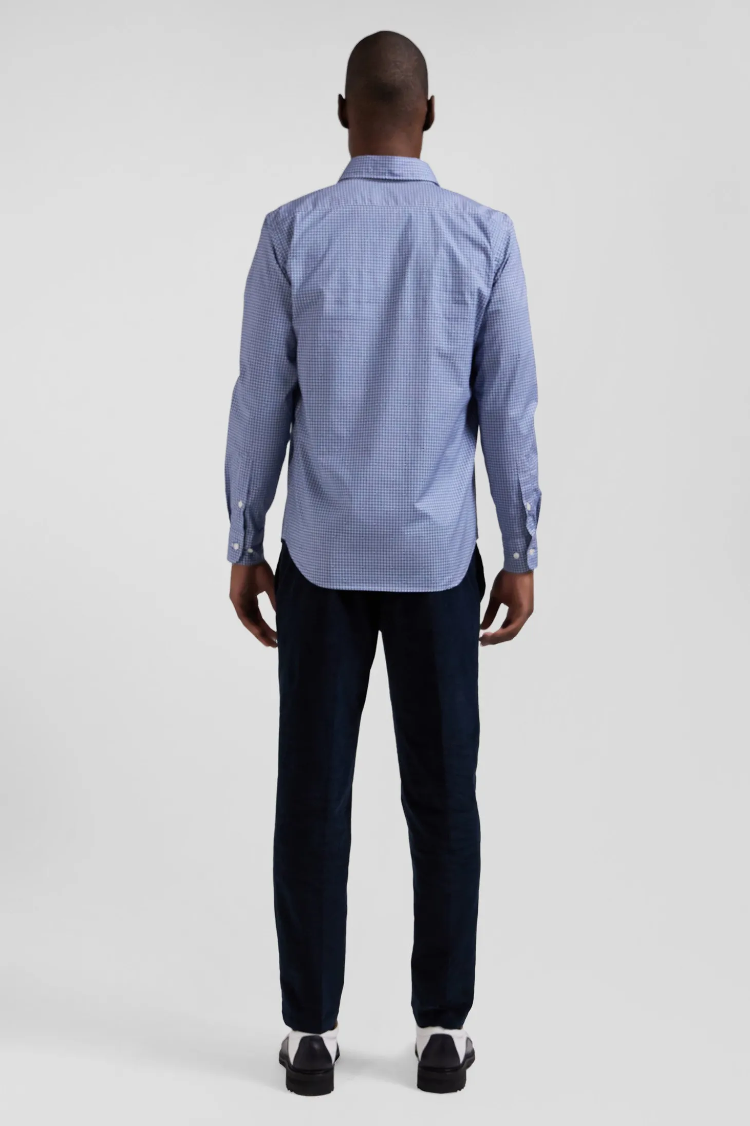 Slim blue graphic print cotton poplin shirt