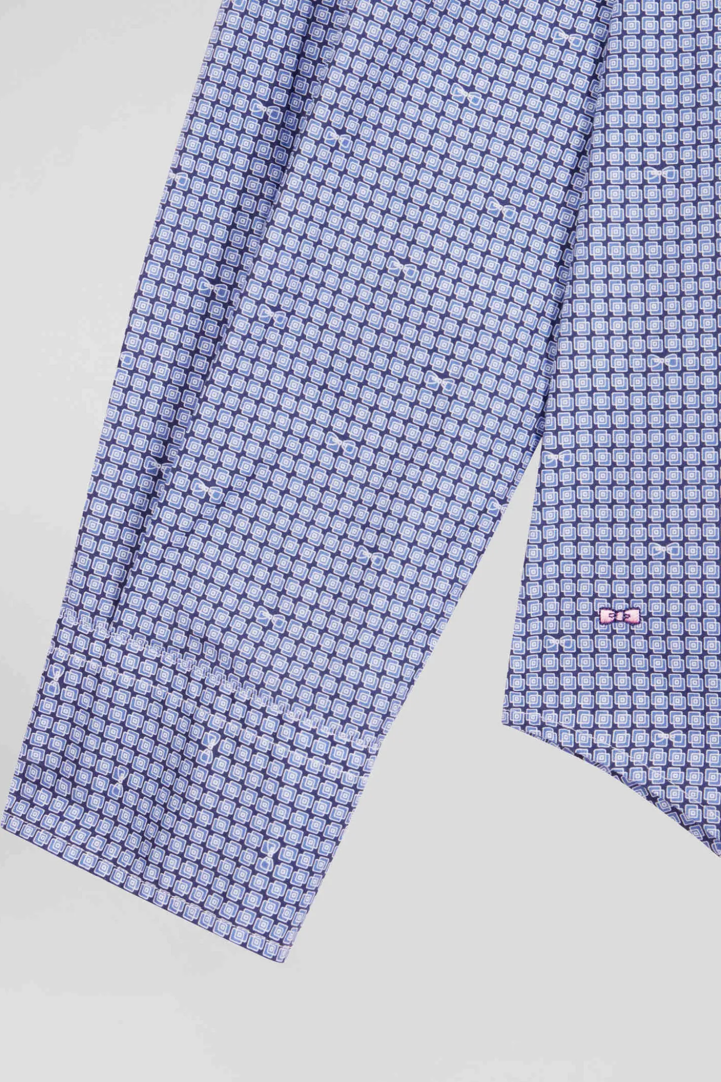 Slim blue graphic print cotton poplin shirt