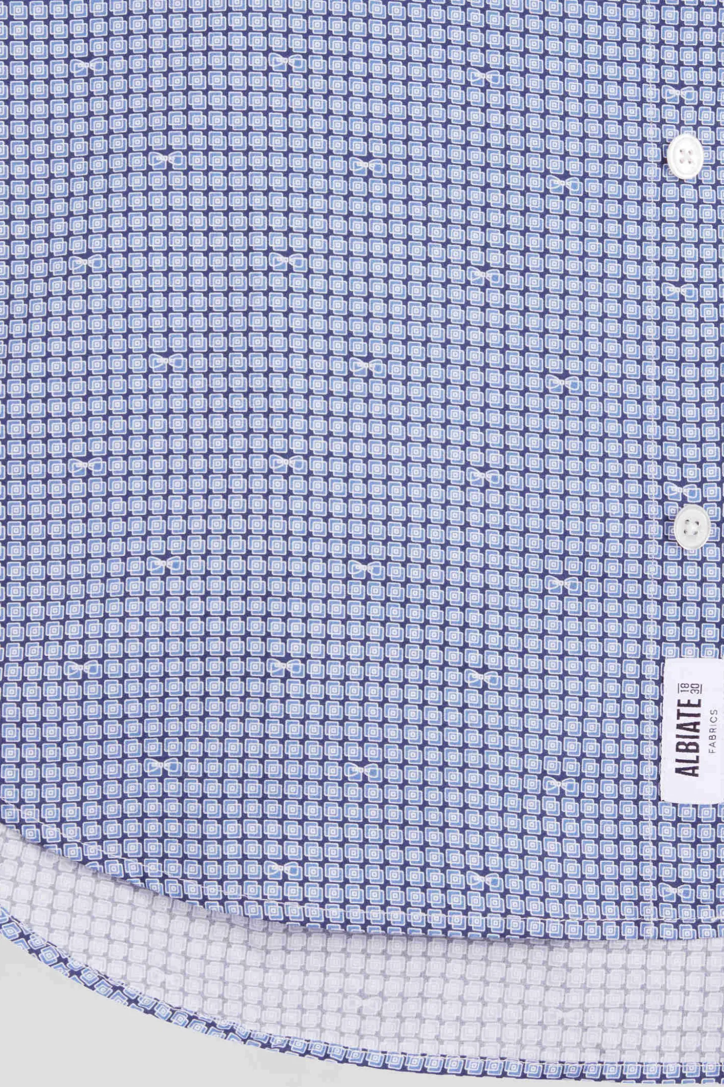 Slim blue graphic print cotton poplin shirt