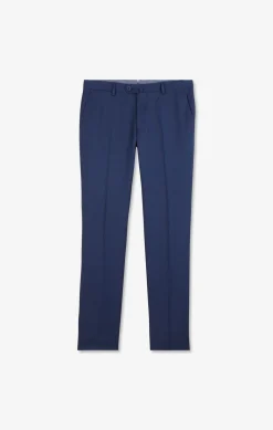 Slim blue wool trousers with broken fold