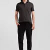 Slim brown short-sleeved cotton piqué polo shirt