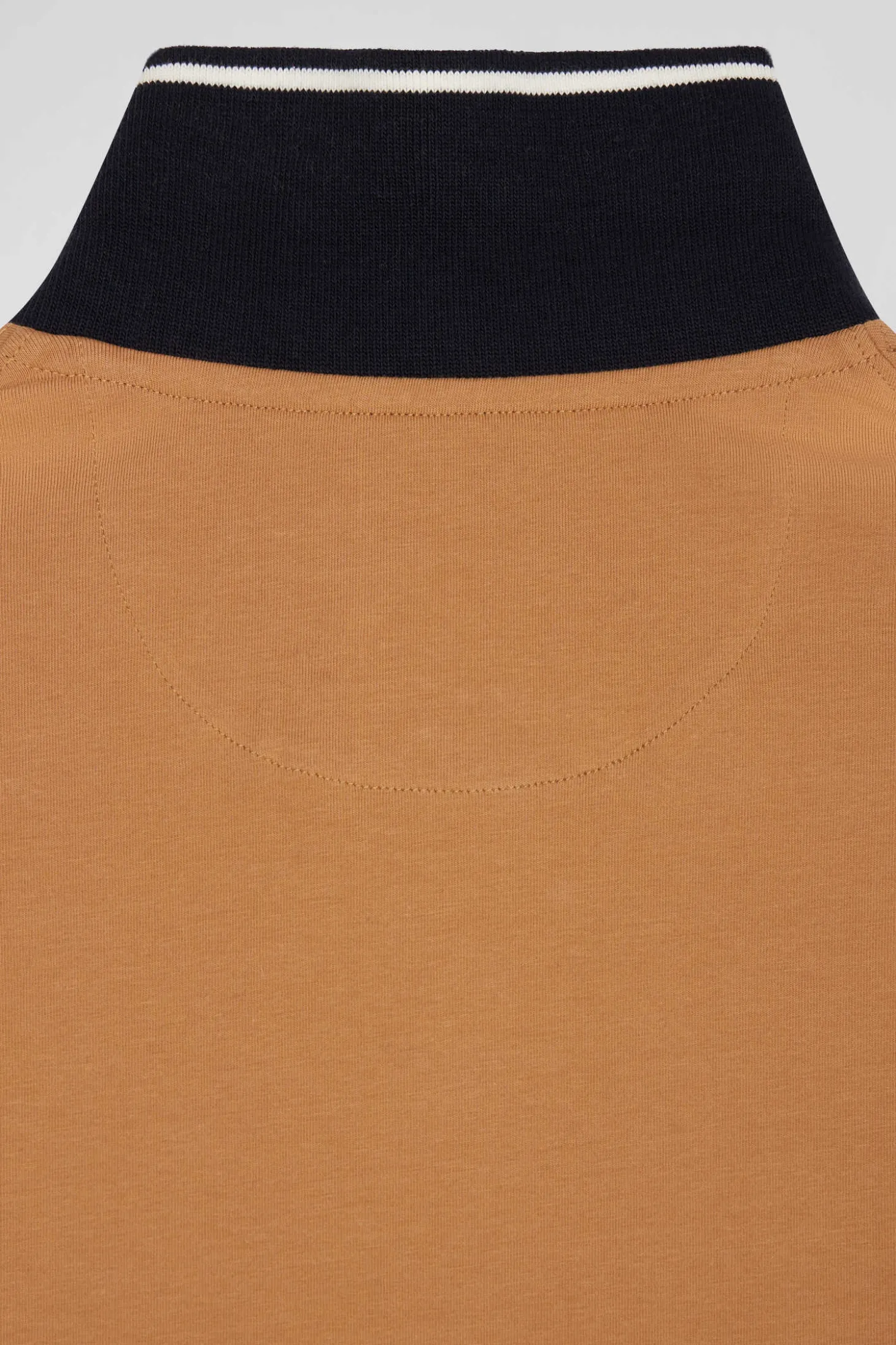 Slim camel short-sleeved stretch cotton polo shirt with Eden Park jacquard collar